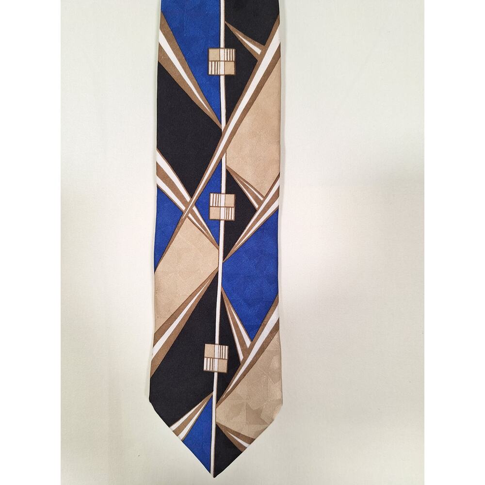 Luciano Gatti Men's Silk Tie Made in Italy Blue / Gold / Black